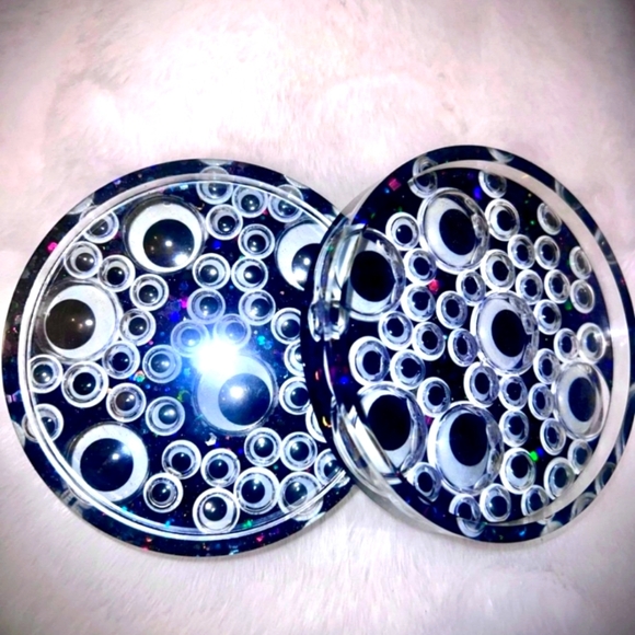 Other - Resin Round Googly Eyes Halloween Coasters New Handmade